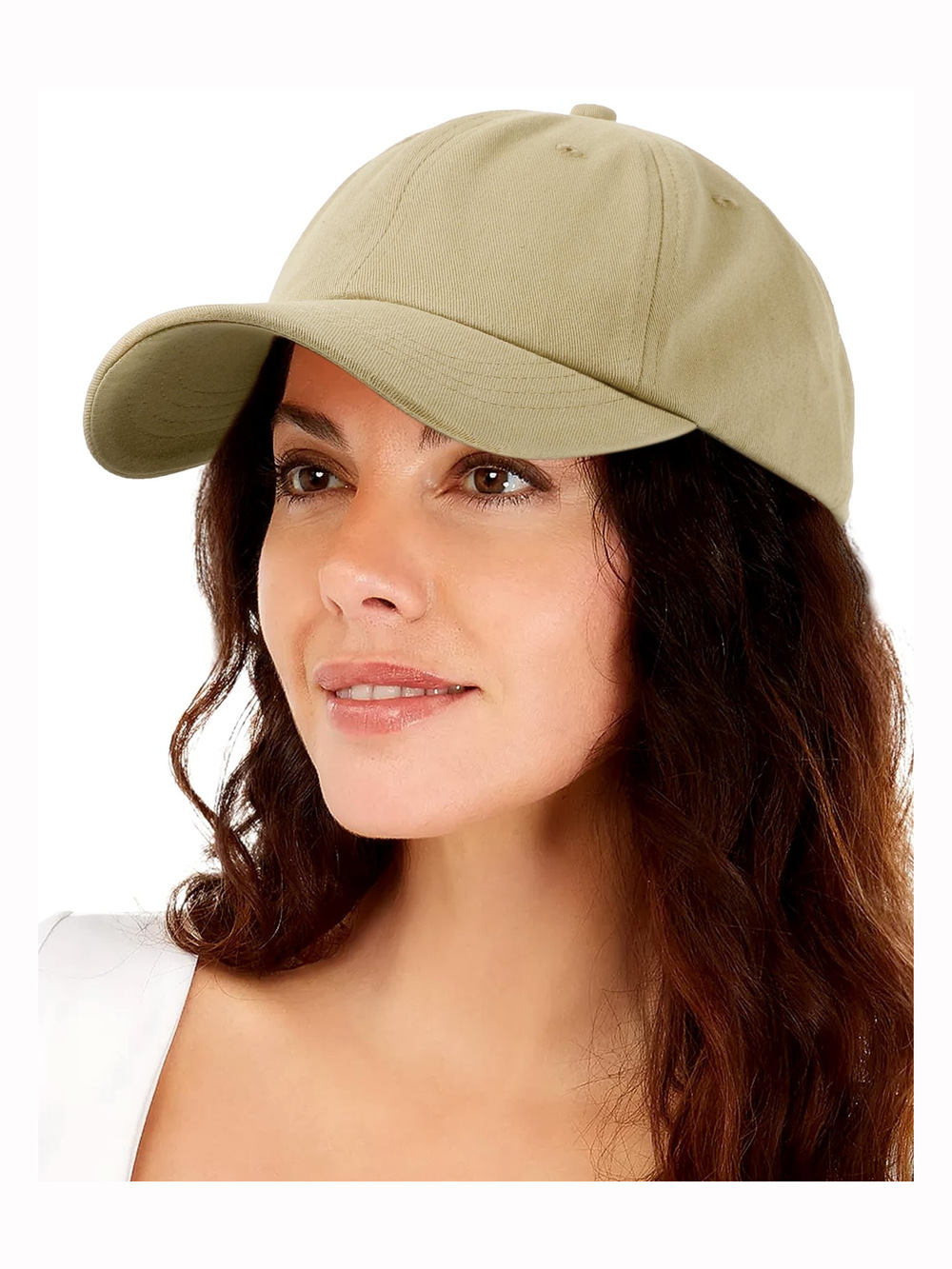 Womens Satin Lined Baseball Cap Washed Cotton Adjustable Dad | Khaki | Size OS
